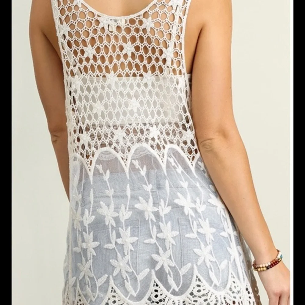 Ivory crocheted lace top